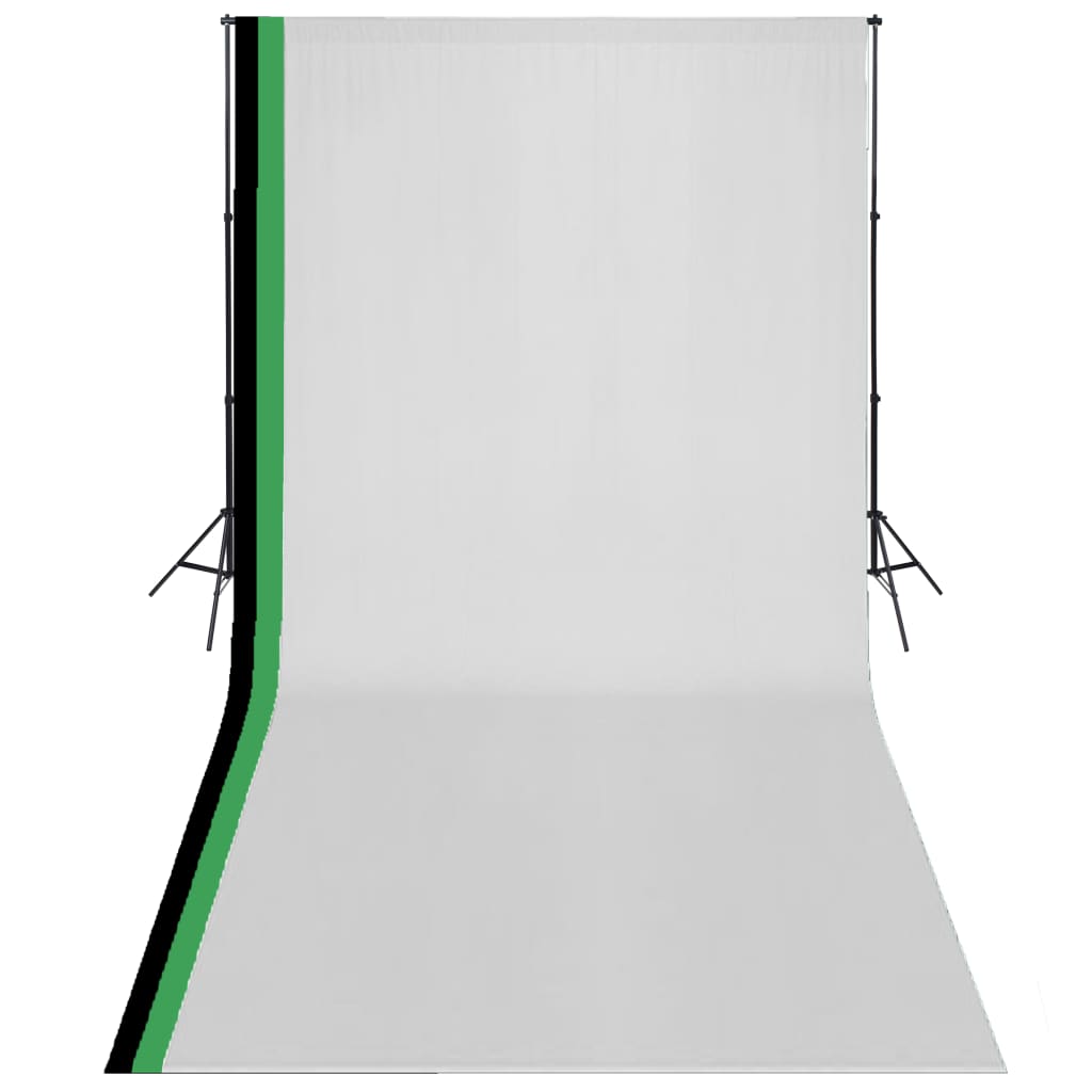 vidaXL Zestaw fotograficzny z 3 tłami z bawełny i stelażem, 3x6 m