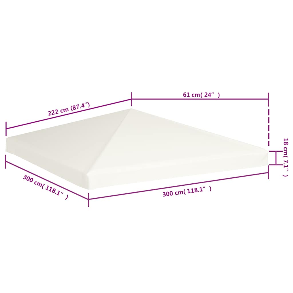 vidaXL Zadaszenie altany ogrodowej, 310 g/m², 3 x 3 m, kremowe