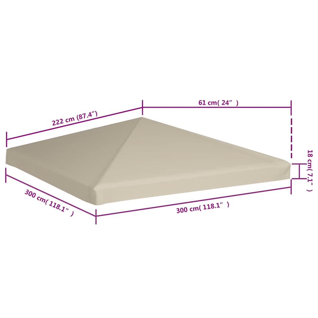 vidaXL Zadaszenie altany ogrodowej, 310 g/m², 3 x 3 m, beżowe