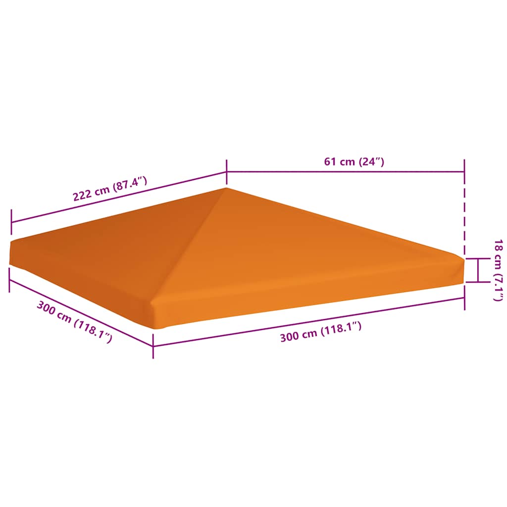 vidaXL Zadaszenie altany ogrodowej, 310 g/m², 3 x 3 m, pomarańczowe