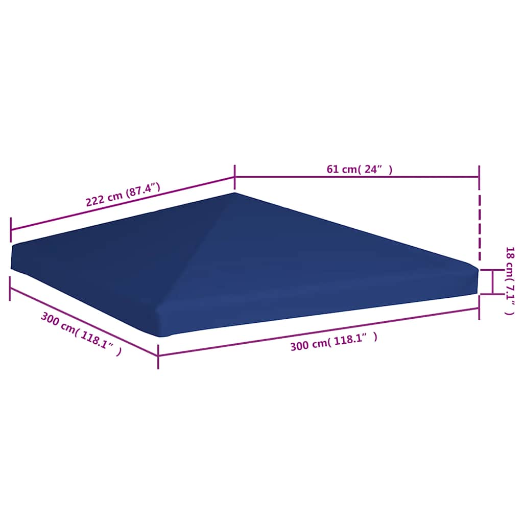 vidaXL Zadaszenie altany ogrodowej, 310 g/m², 3 x 3 m, niebieskie