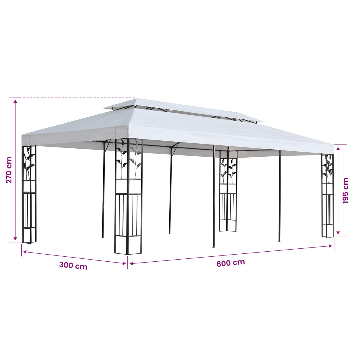 vidaXL Tkanina do pawilonu Biały 300 x 600 cm Poliester