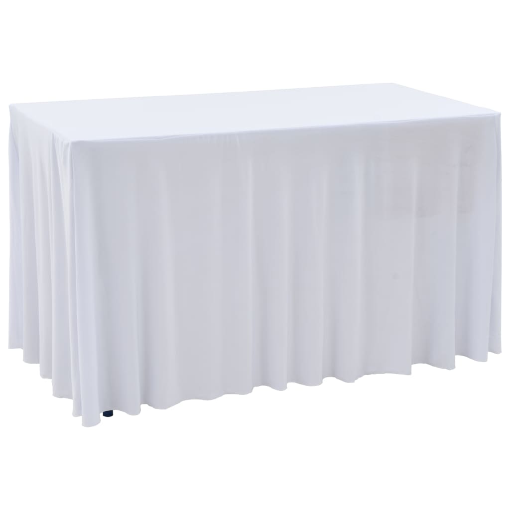 vidaXL Elastyczne obrusy z falbaną, 2 szt., 243 x 76 x 74 cm, białe