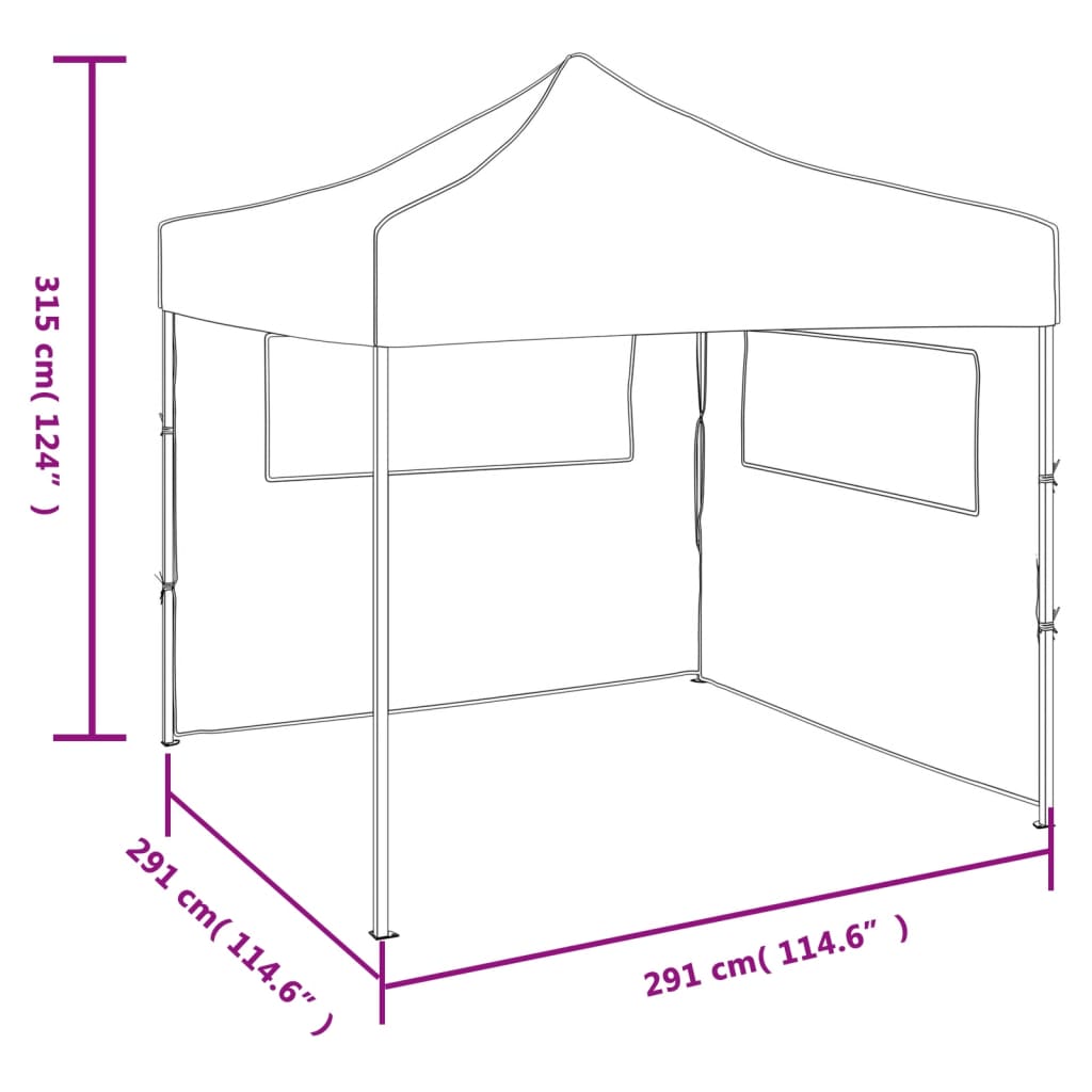 vidaXL Rozkładany namiot imprezowy z 2 ściankami, 3x3 m, antracytowy