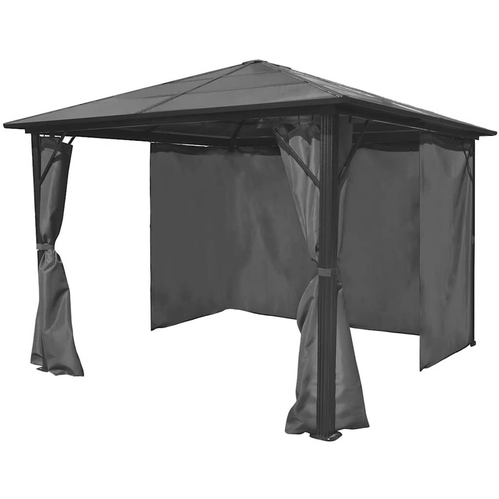 vidaXL Altana ogrodowa z zasłonami, antracytowa, aluminium, 300x300 cm
