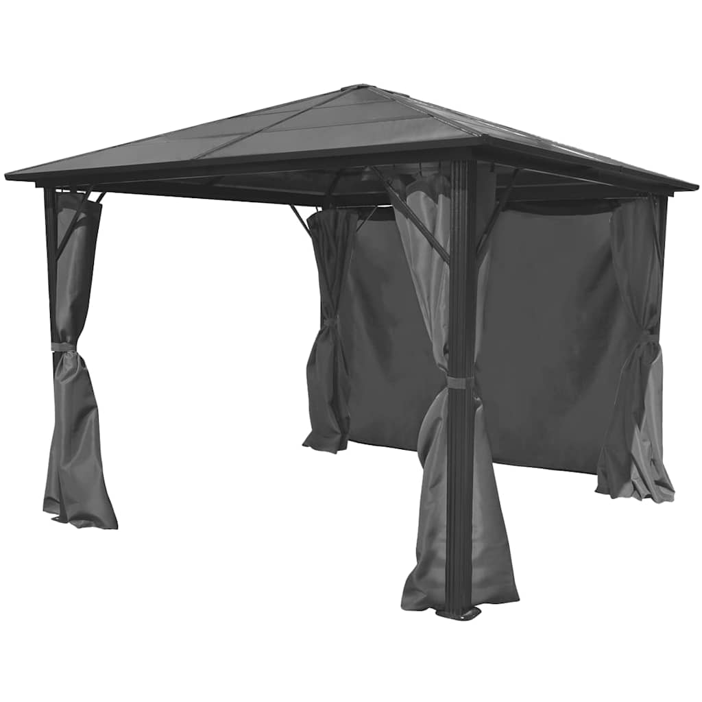 vidaXL Altana ogrodowa z zasłonami, antracytowa, aluminium, 300x300 cm