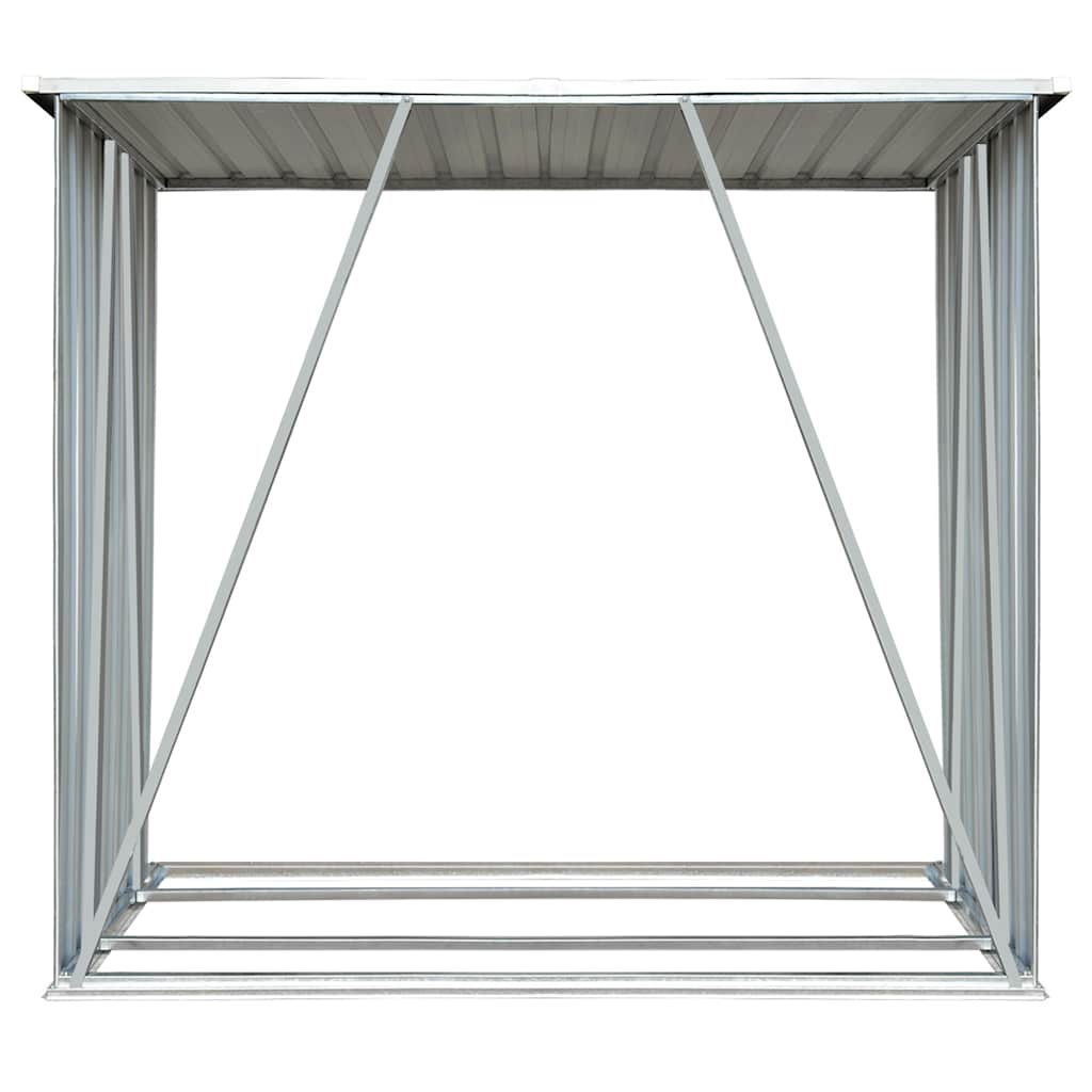 vidaXL Wiata na drewno, stal galwanizowana, 163 x 83 x 154 cm, szara