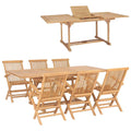 vidaXL 7-cz. zestaw mebli do ogrodu, 150-200x100x75 cm, drewno tekowe