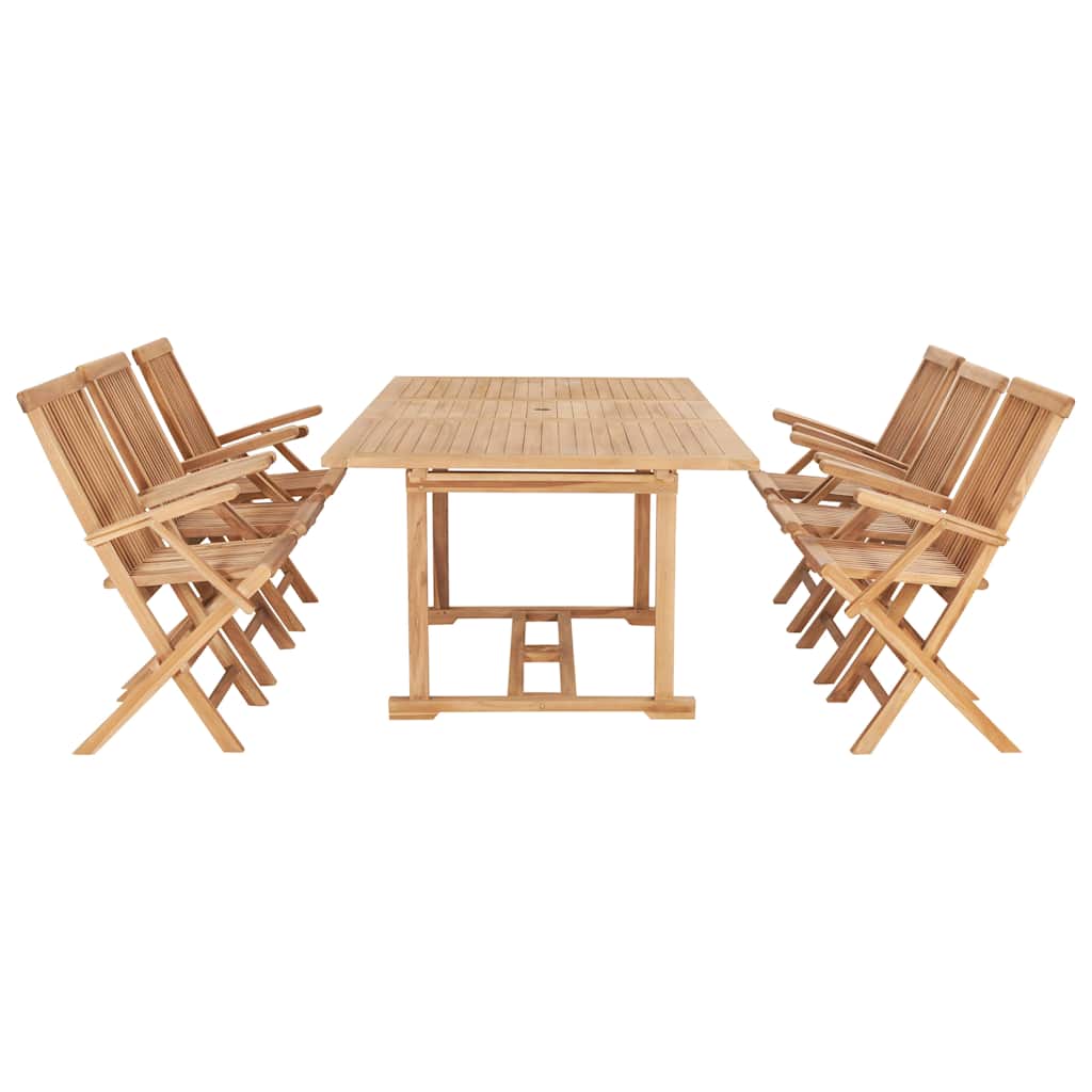 vidaXL 7-cz. zestaw mebli do ogrodu, 150-200x100x75 cm, drewno tekowe