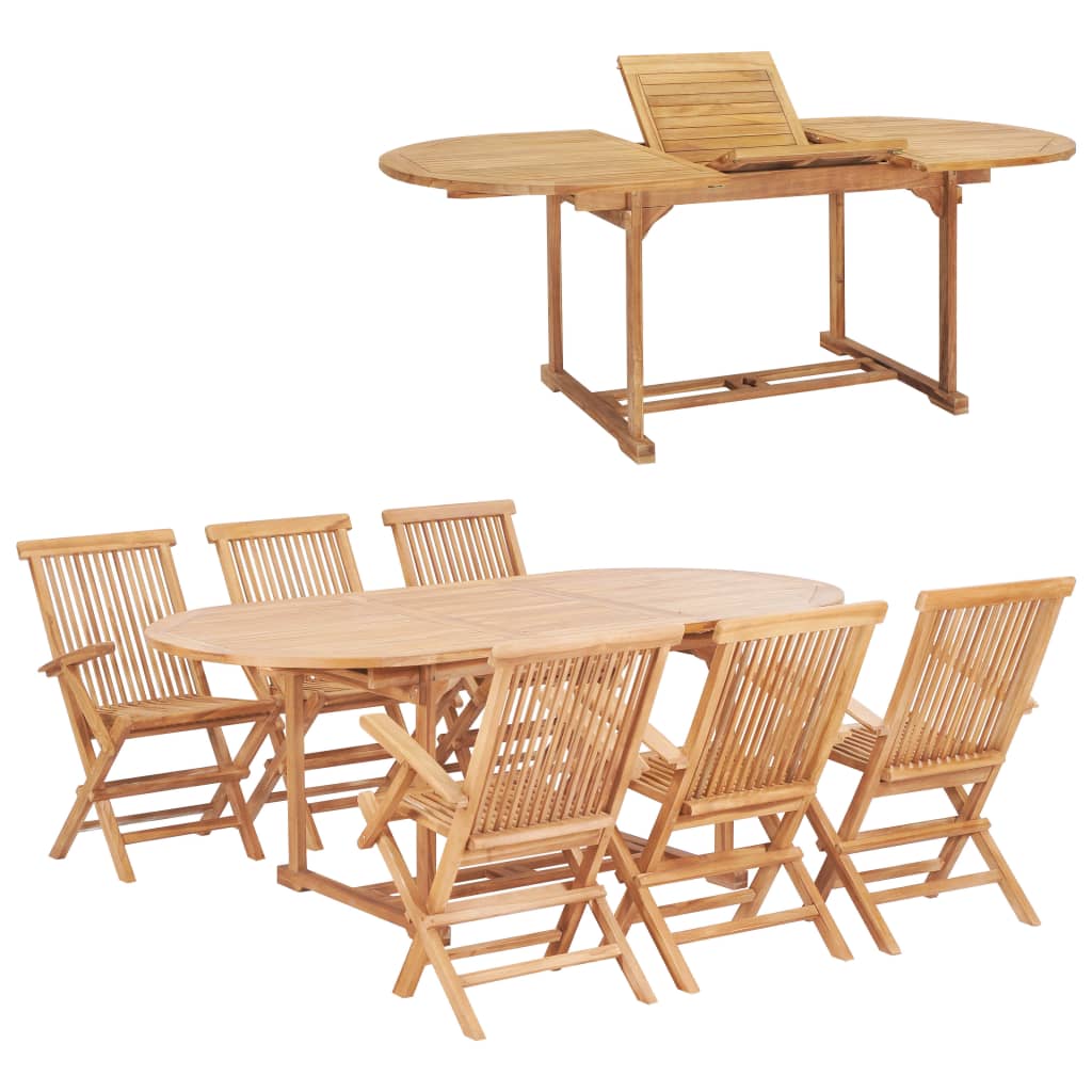 vidaXL 7-cz. zestaw mebli do ogrodu, 150-200x100x75 cm, drewno tekowe