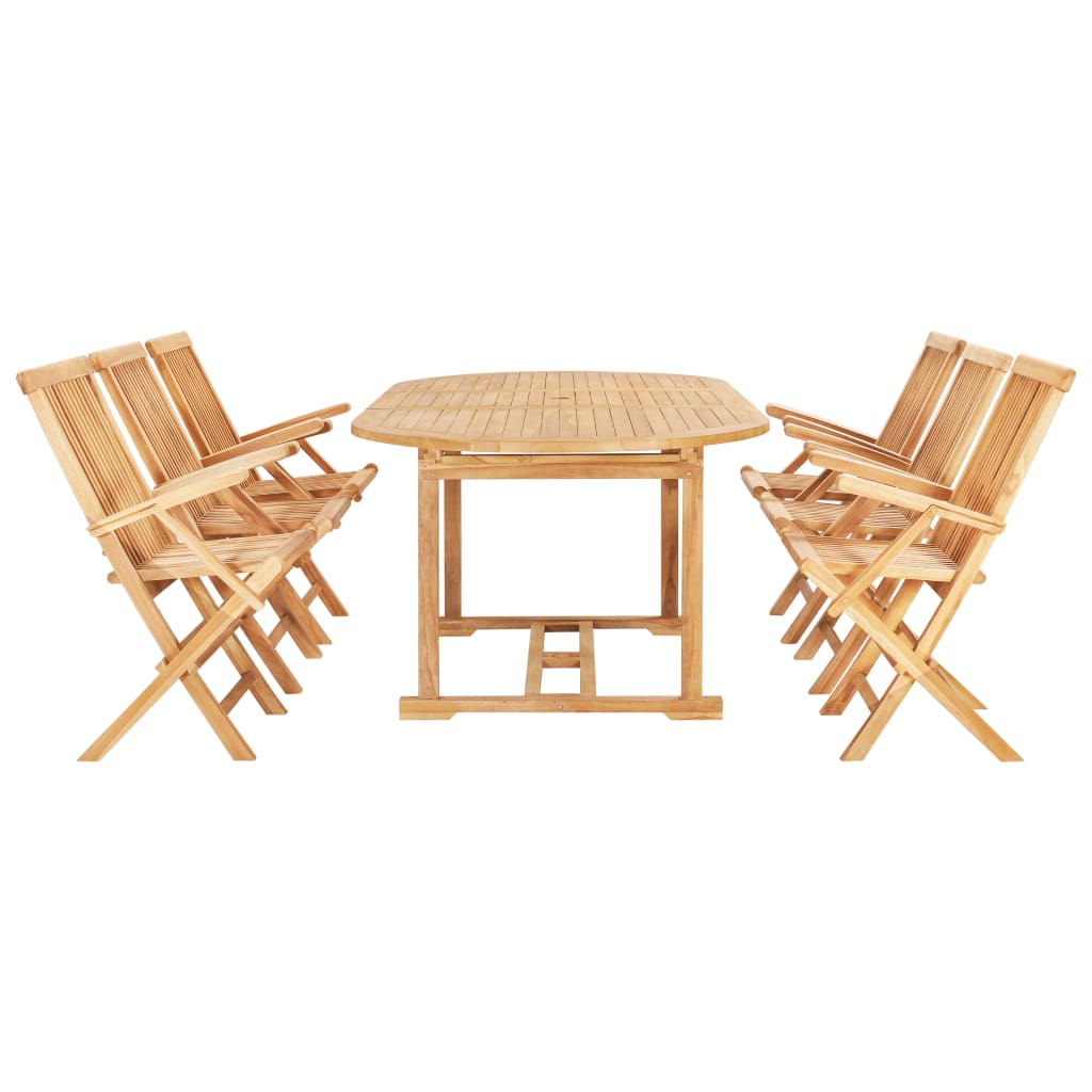 vidaXL 7-cz. zestaw mebli do ogrodu, 150-200x100x75 cm, drewno tekowe
