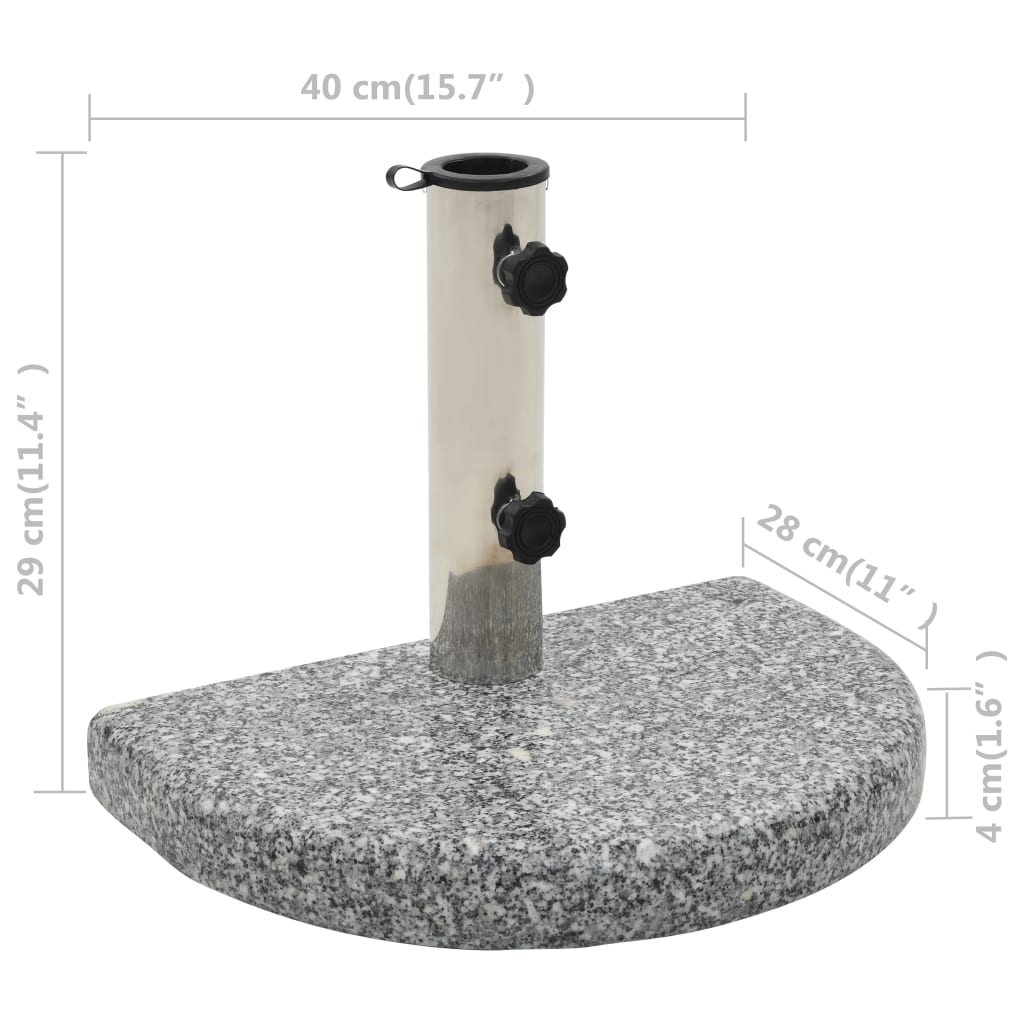 vidaXL Podstawa pod parasol, granitowa, 10 kg, zaokrąglona, szara