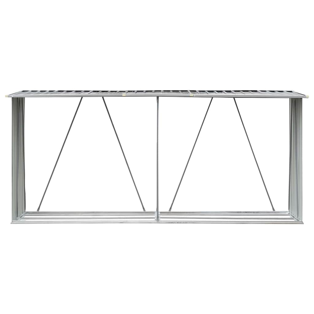 vidaXL Wiata na drewno, stal galwanizowana, 330 x 84 x 152 cm, szara