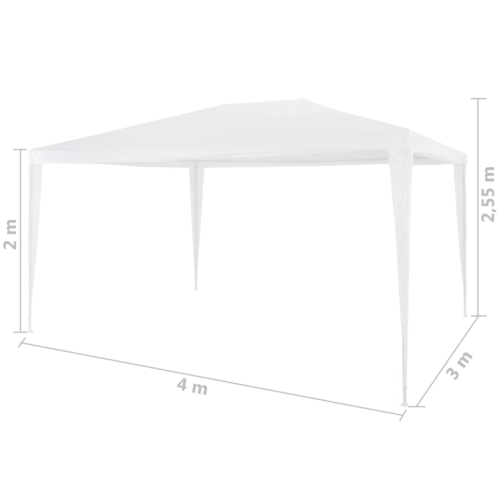 vidaXL Namiot imprezowy, 3 x 4 m, biały