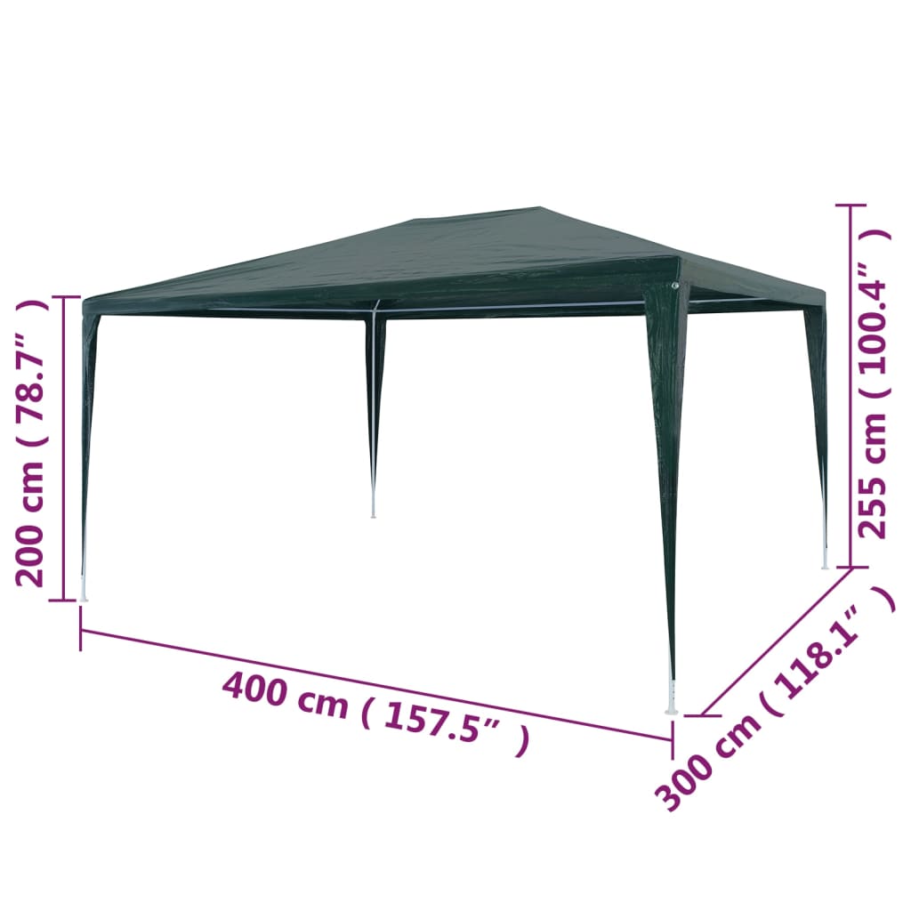 vidaXL Namiot imprezowy, 3 x 4 m, PE, zielony