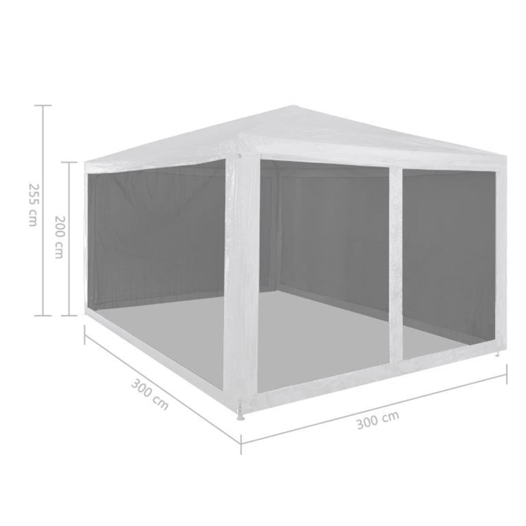 vidaXL Namiot imprezowy z 4 siatkowymi ściankami, 3 x 3 m