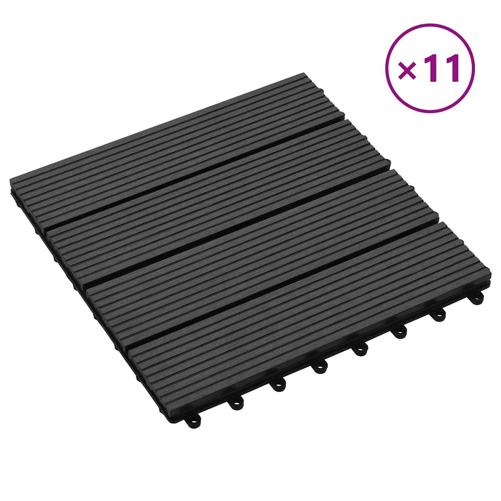 vidaXL Płytka Tarasowa 11 pcs Czarny 30 x 30 cm