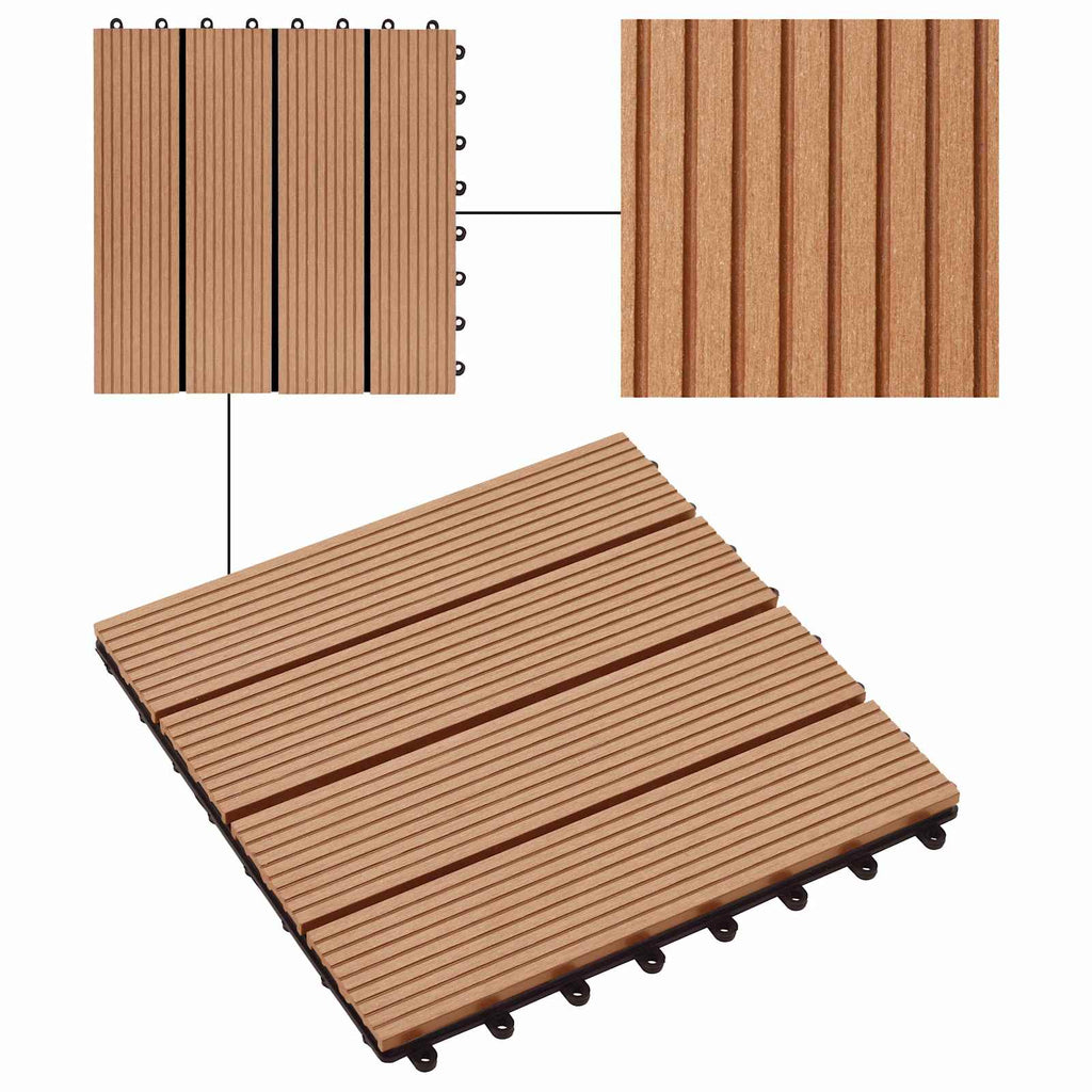 vidaXL Płytka Tarasowa 11 pcs Drewno tekowe 30 x 30 cm