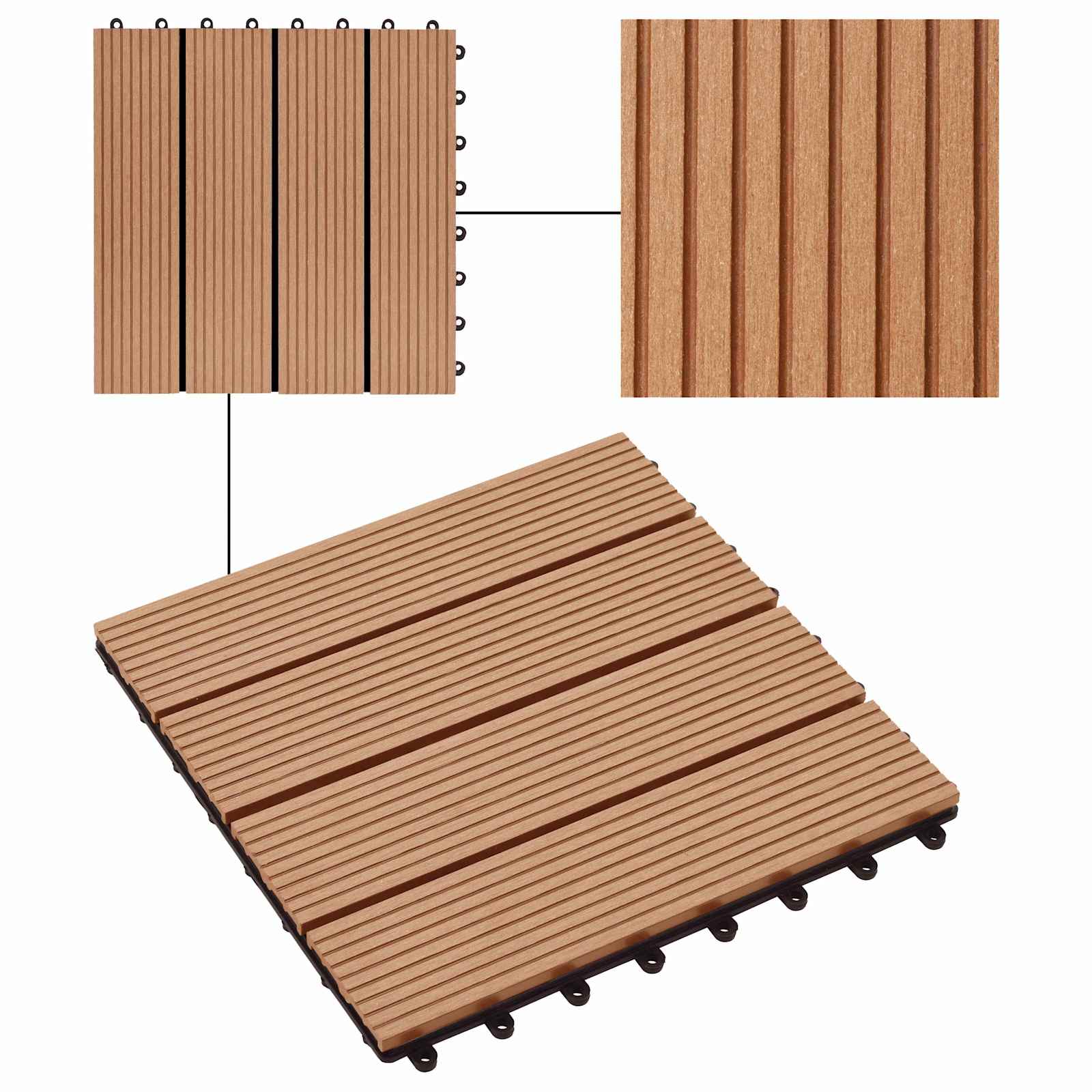 vidaXL Płytka Tarasowa 11 pcs Drewno tekowe 30 x 30 cm