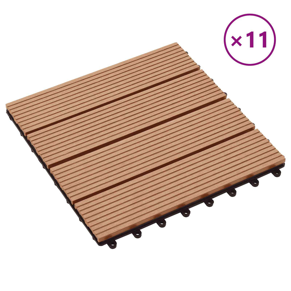 vidaXL Płytka Tarasowa 11 pcs Drewno tekowe 30 x 30 cm