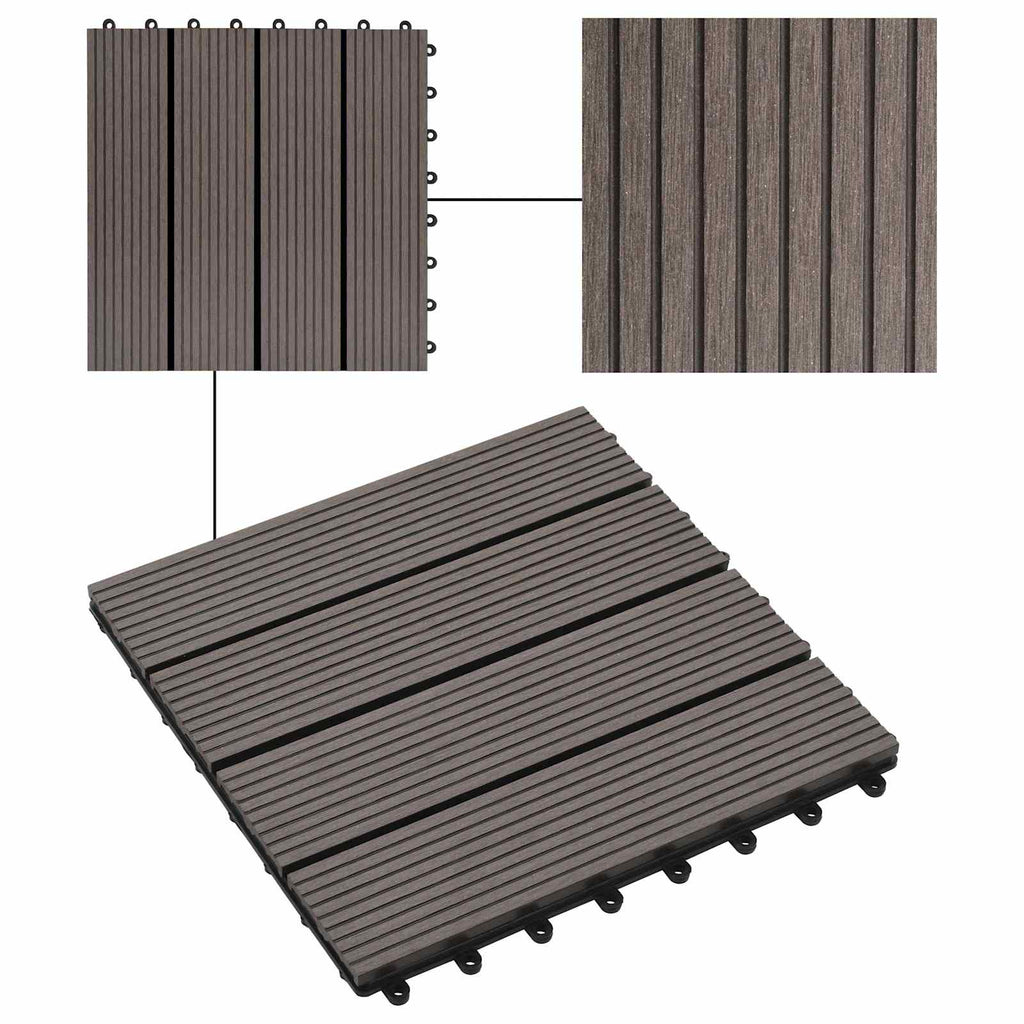 vidaXL Płytka Tarasowa 11 pcs Ciemny brąz 30 x 30 cm