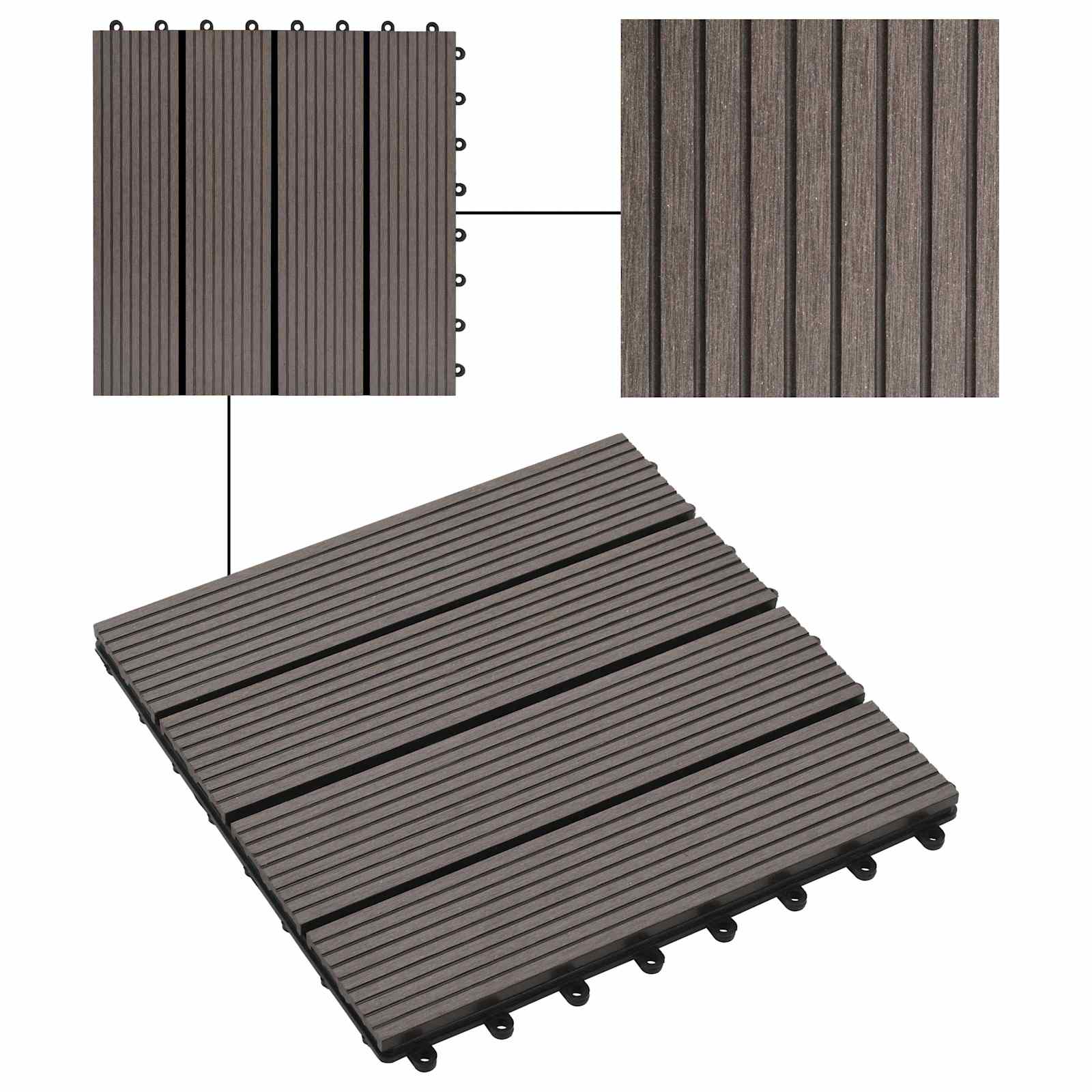 vidaXL Płytka Tarasowa 11 pcs Ciemny brąz 30 x 30 cm