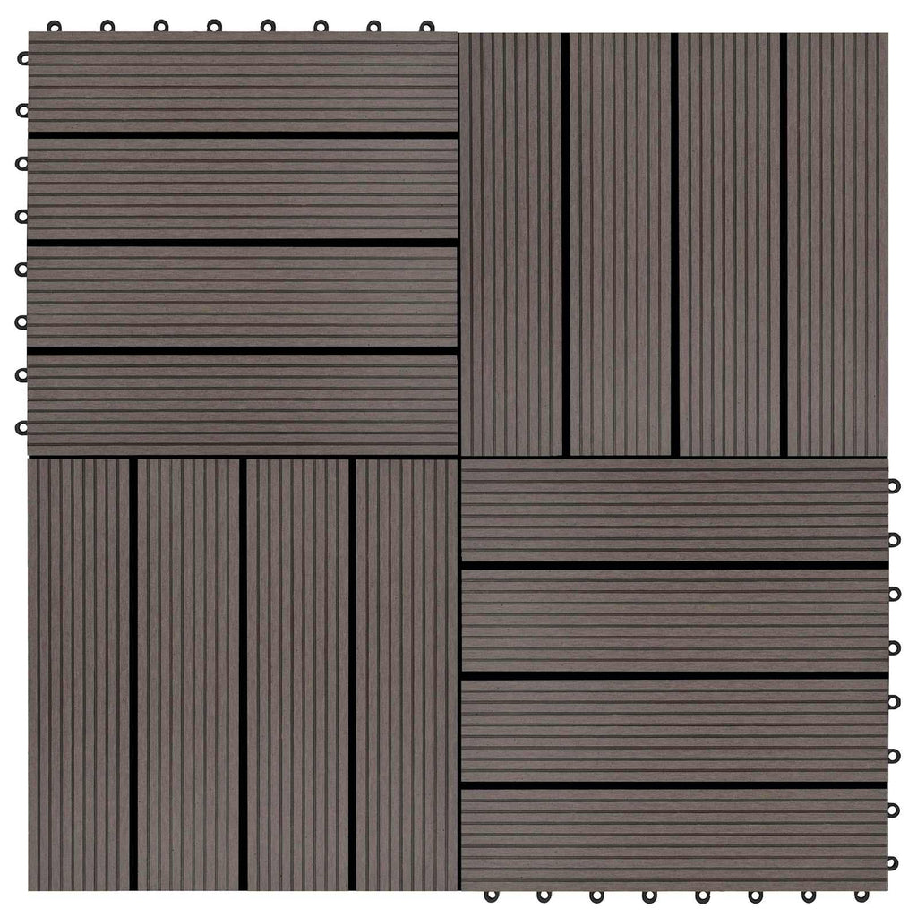 vidaXL Płytka Tarasowa 11 pcs Ciemny brąz 30 x 30 cm