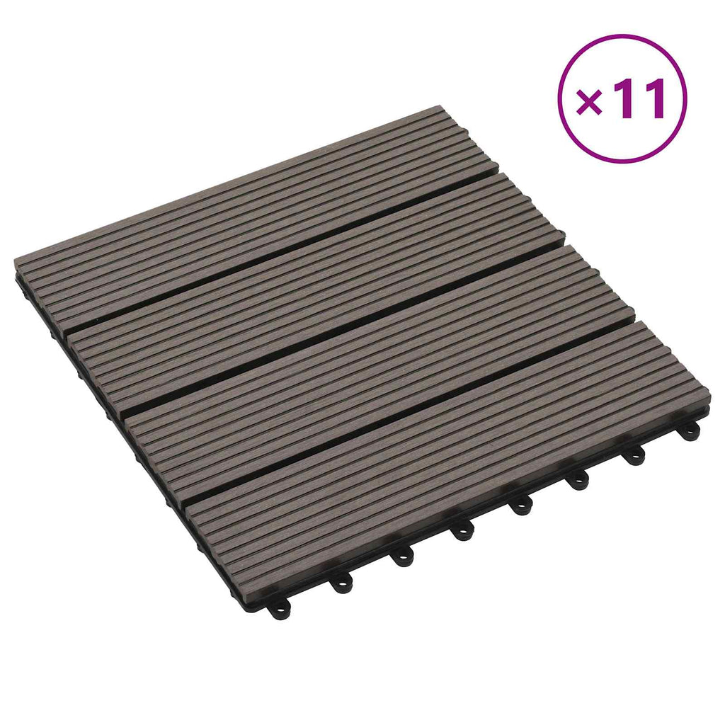 vidaXL Płytka Tarasowa 11 pcs Ciemny brąz 30 x 30 cm