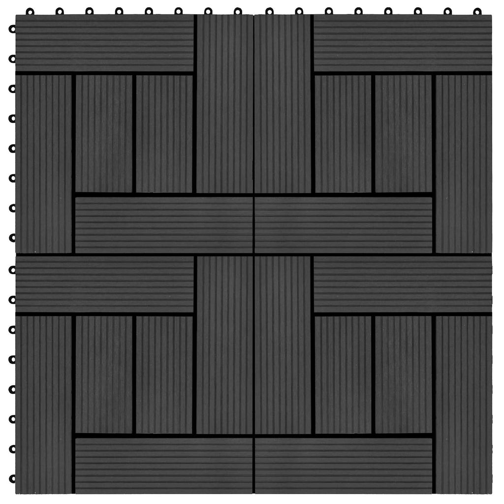 vidaXL Płytka Tarasowa 11 pcs Czarny 30 x 30 cm