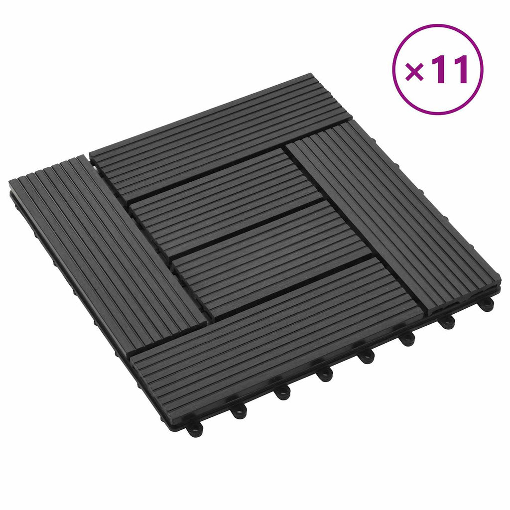 vidaXL Płytka Tarasowa 11 pcs Czarny 30 x 30 cm