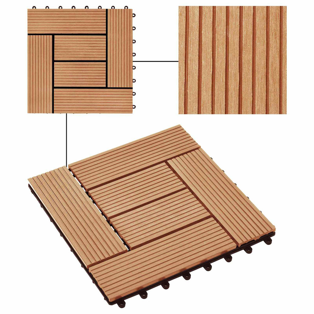 vidaXL Płytka Tarasowa 11 pcs Drewno tekowe 30 x 30 cm