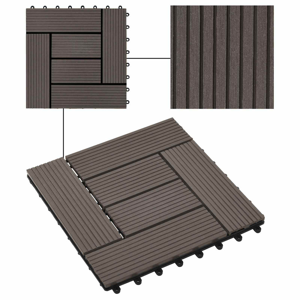 vidaXL Płytka Tarasowa 11 pcs Ciemny brąz 30 x 30 cm