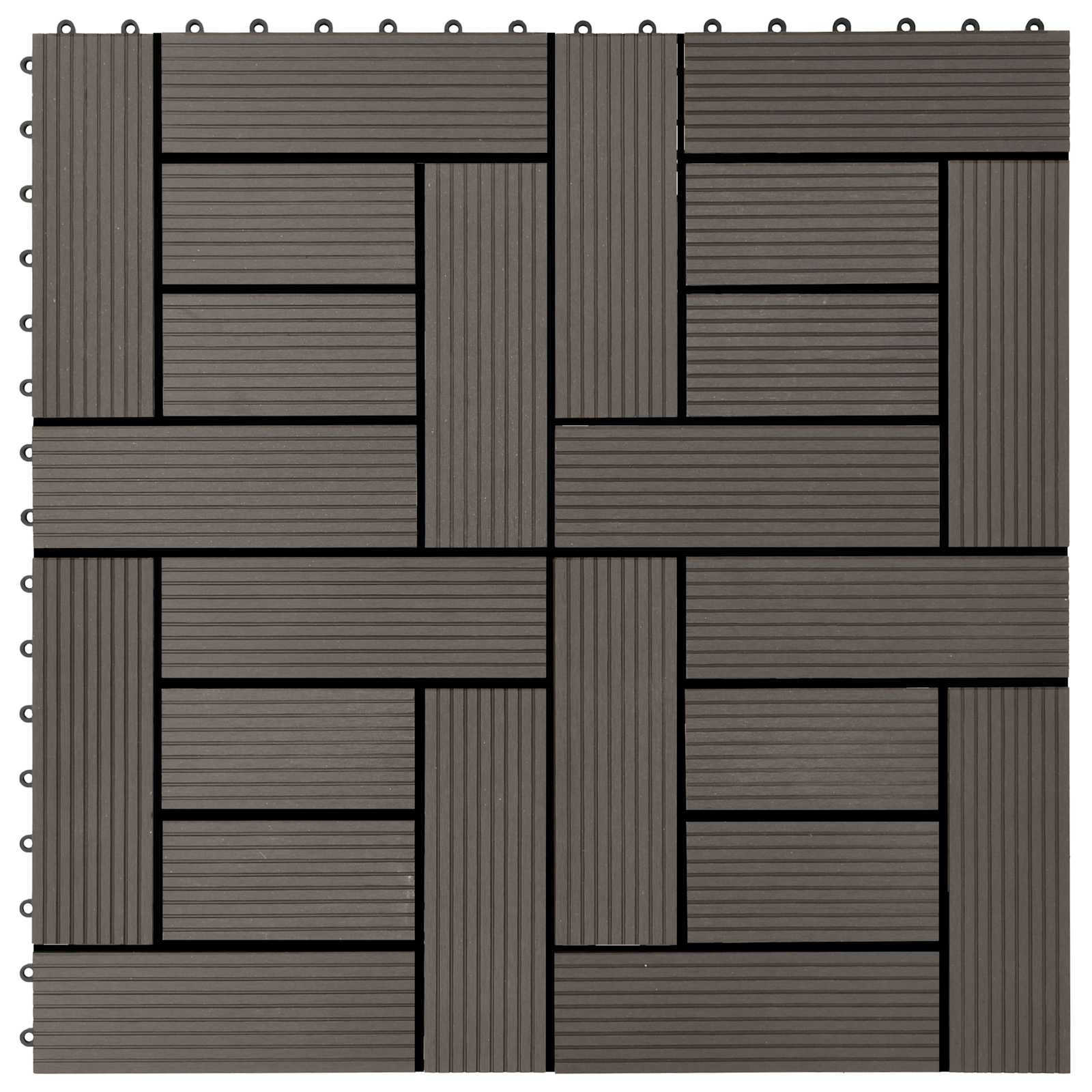 vidaXL Płytka Tarasowa 11 pcs Ciemny brąz 30 x 30 cm