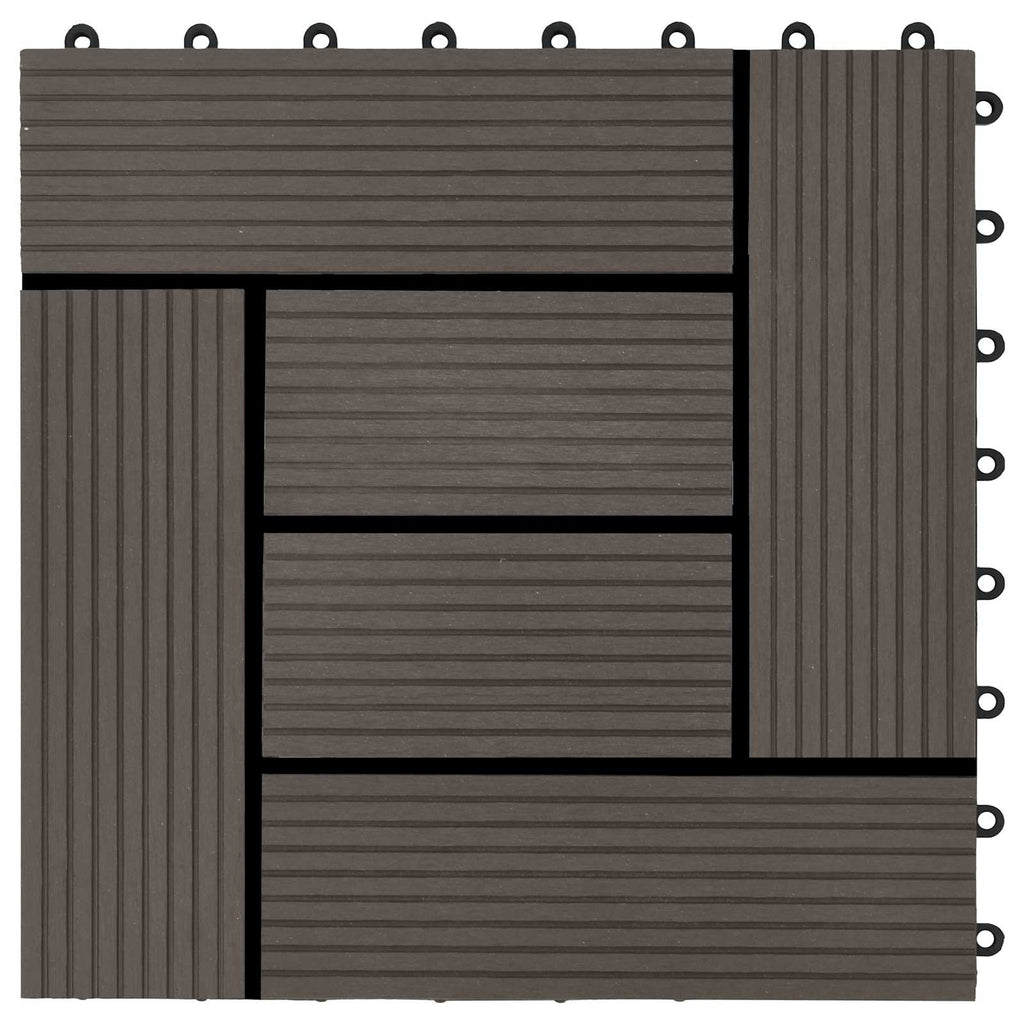 vidaXL Płytka Tarasowa 11 pcs Ciemny brąz 30 x 30 cm