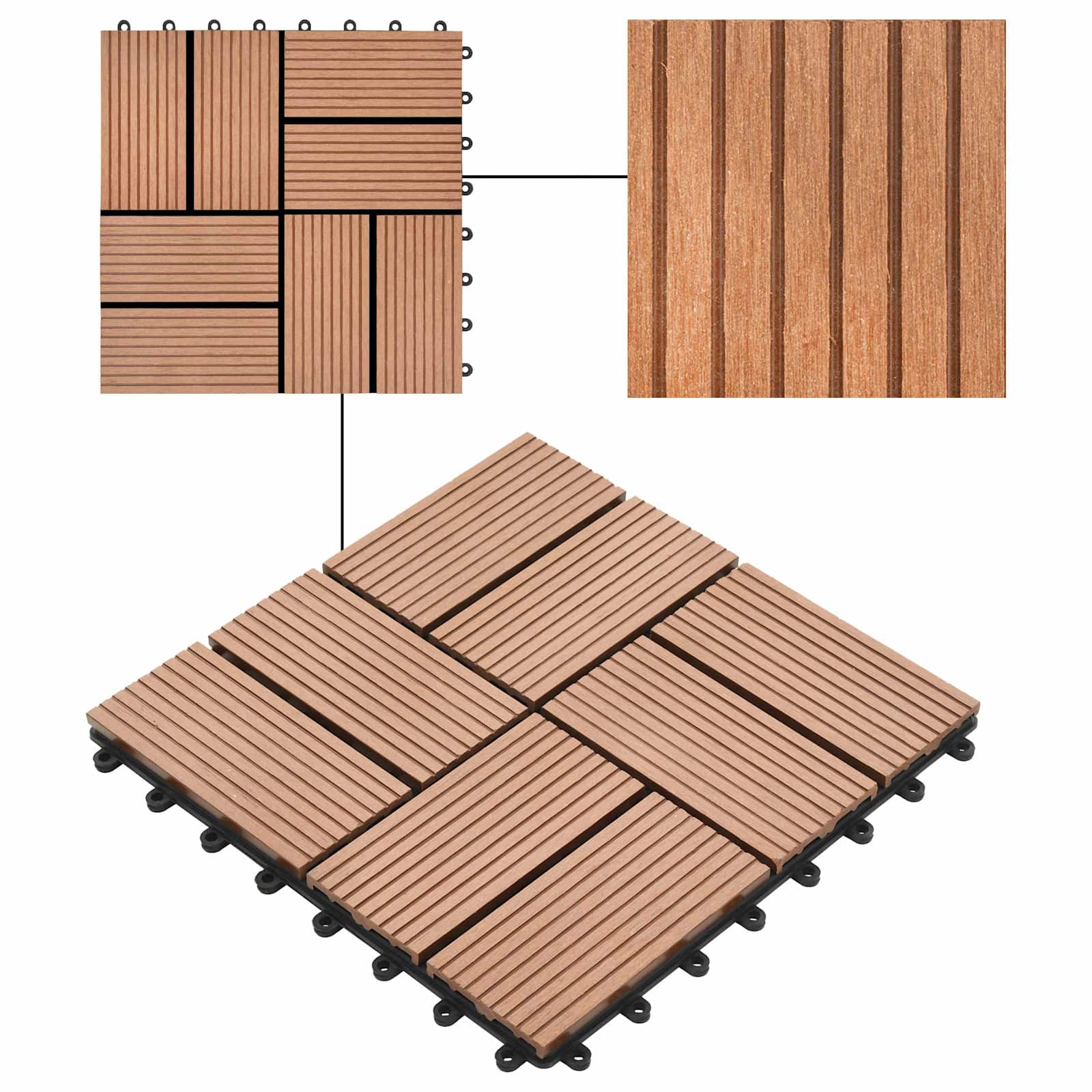 vidaXL Płytka Tarasowa 11 pcs brązowy 30 x 30 cm
