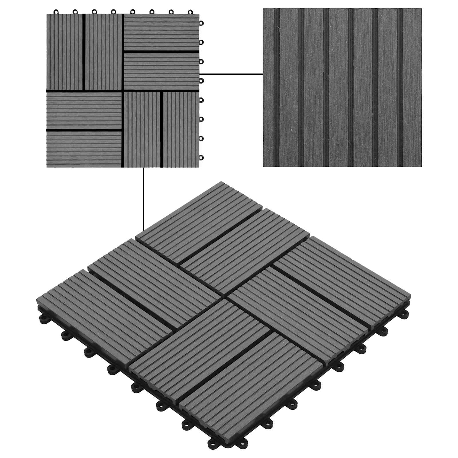 vidaXL Płytka Tarasowa 11 pcs Szary 30 x 30 cm