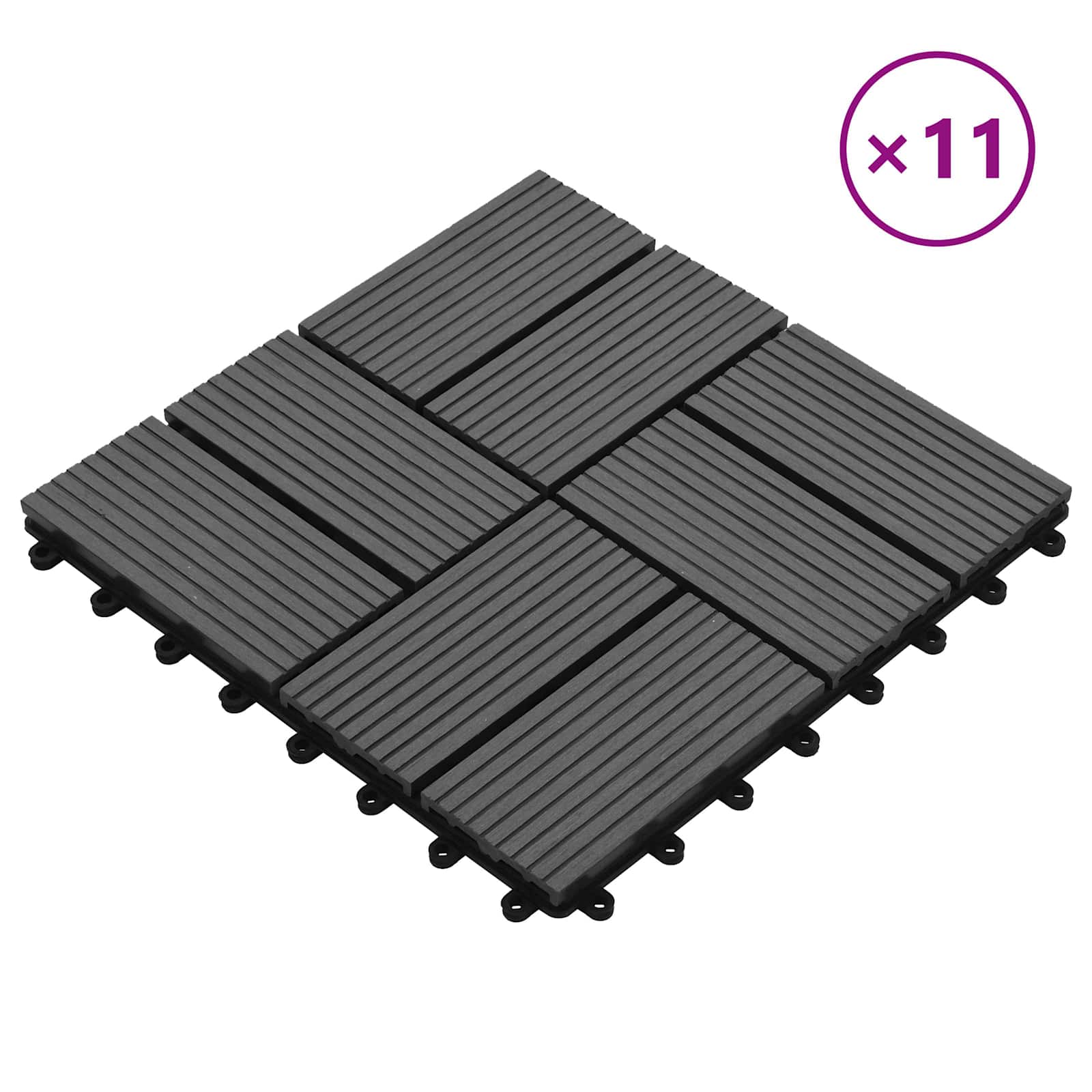 vidaXL Płytka Tarasowa 11 pcs Szary 30 x 30 cm