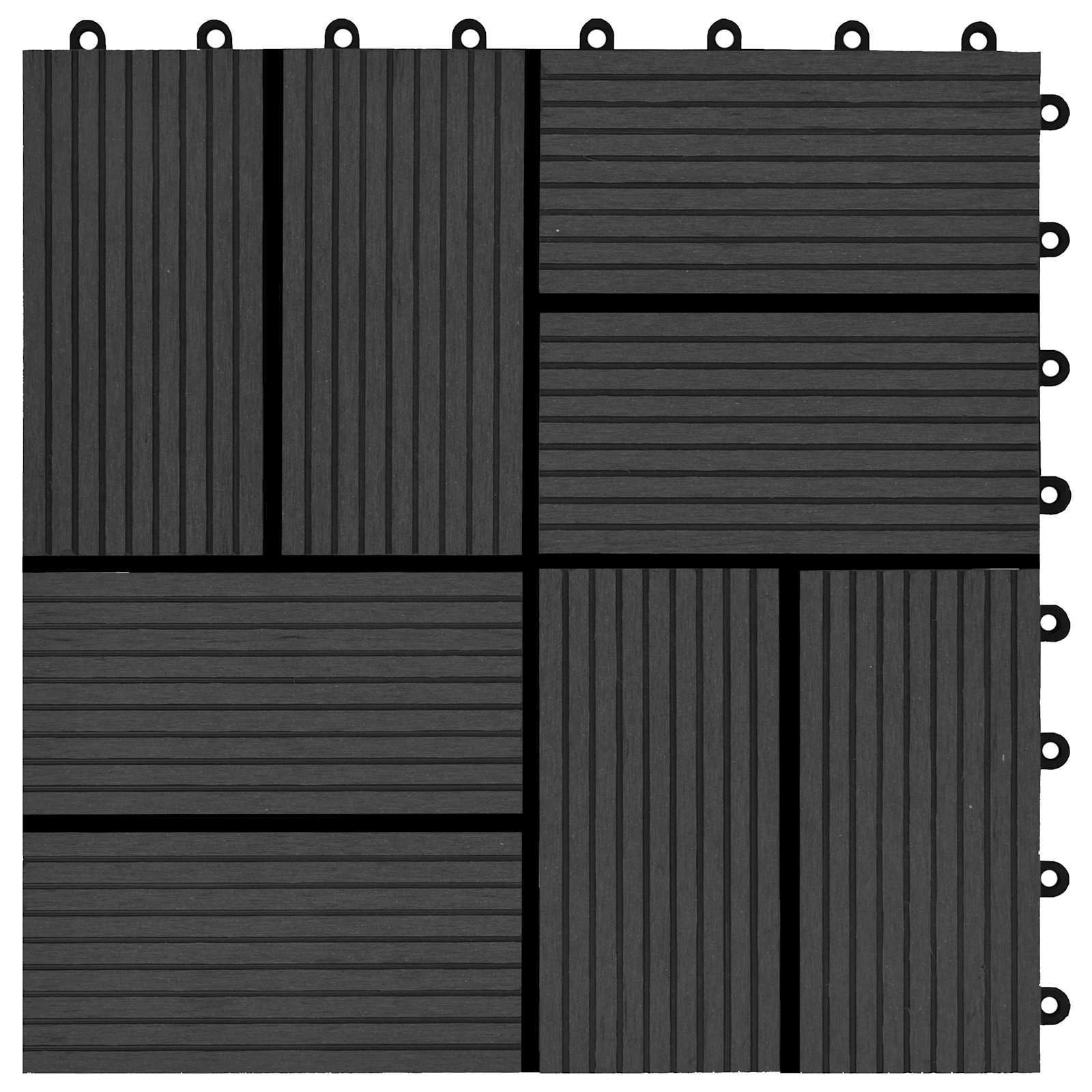 vidaXL Płytka Tarasowa 11 pcs Czarny 30 x 30 cm