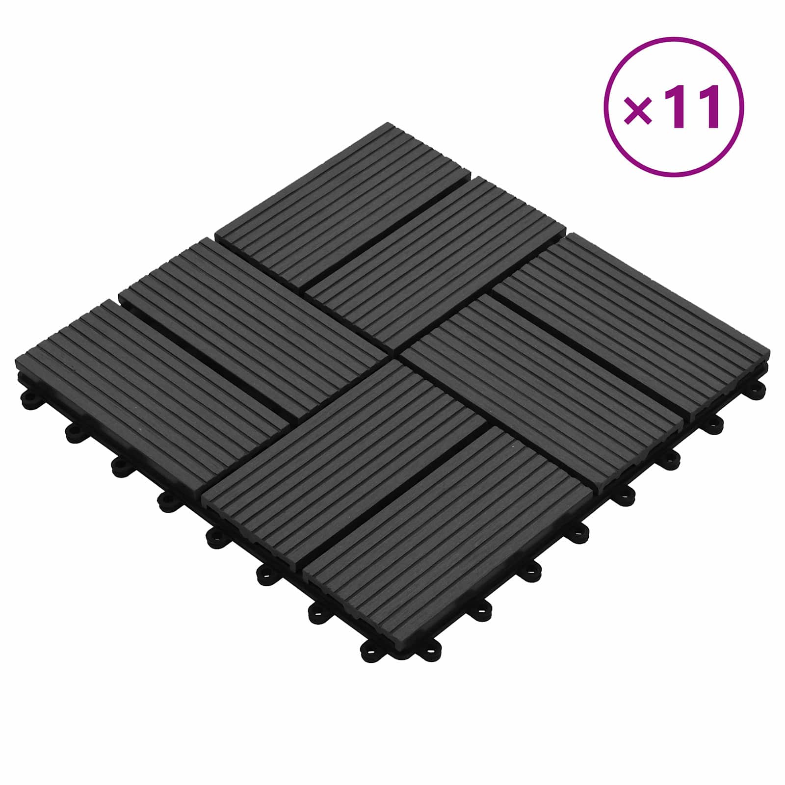 vidaXL Płytka Tarasowa 11 pcs Czarny 30 x 30 cm