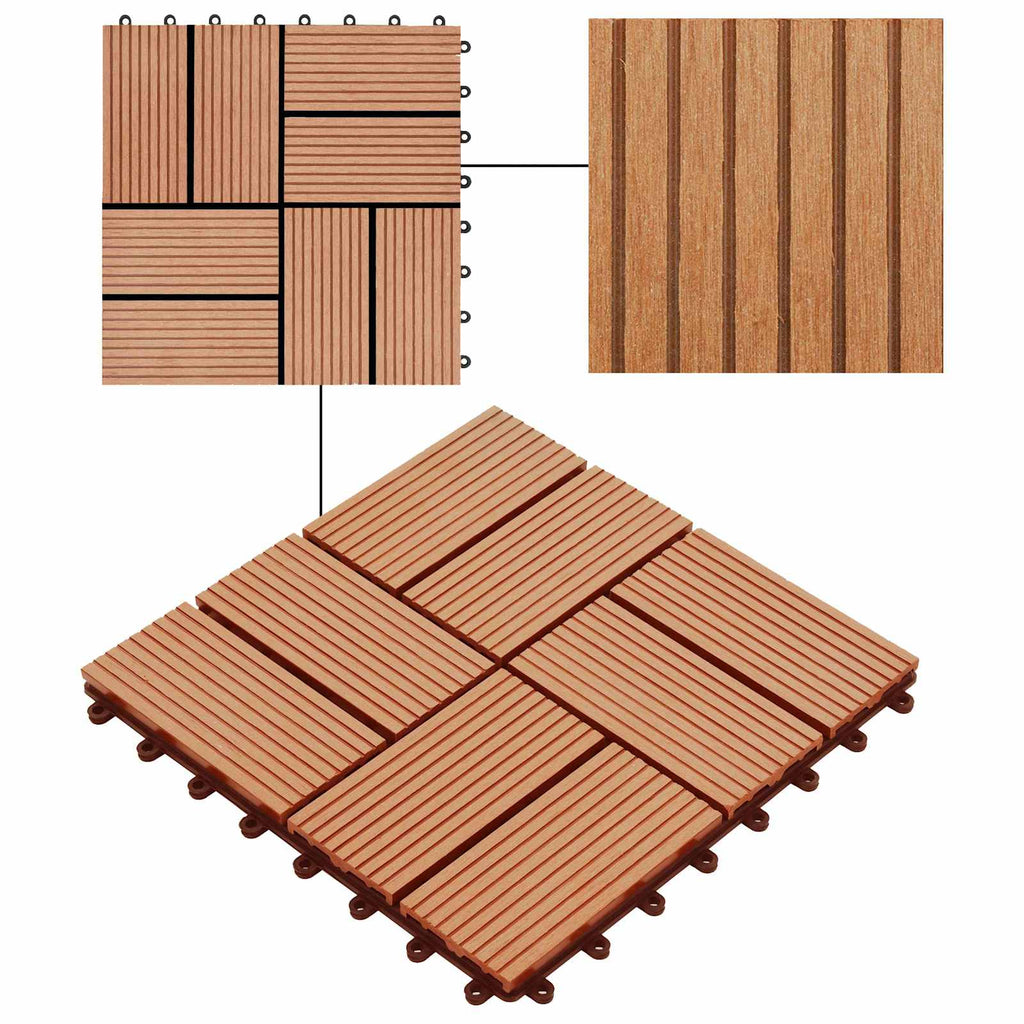vidaXL Płytka Tarasowa 11 pcs Drewno tekowe 30 x 30 cm