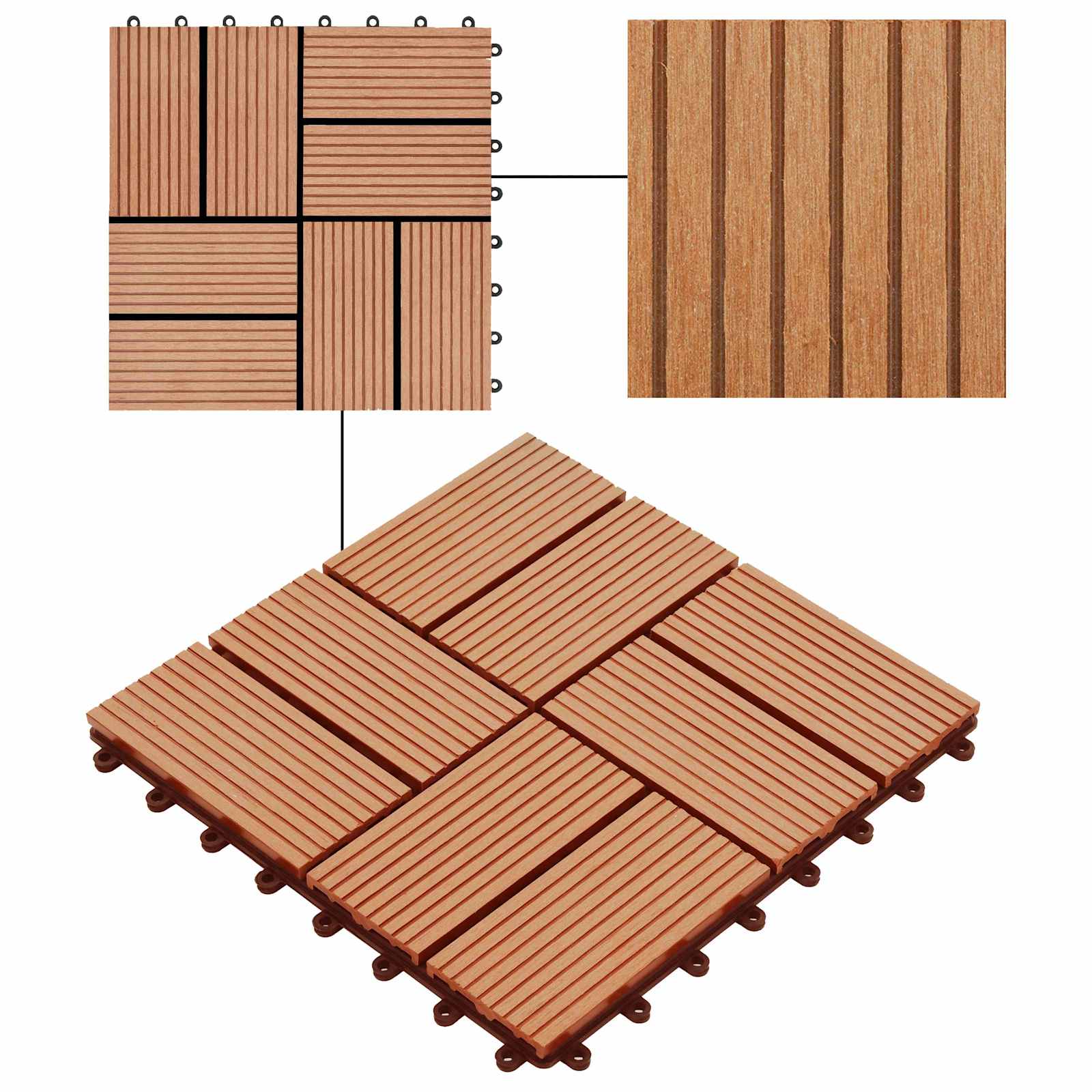 vidaXL Płytka Tarasowa 11 pcs Drewno tekowe 30 x 30 cm