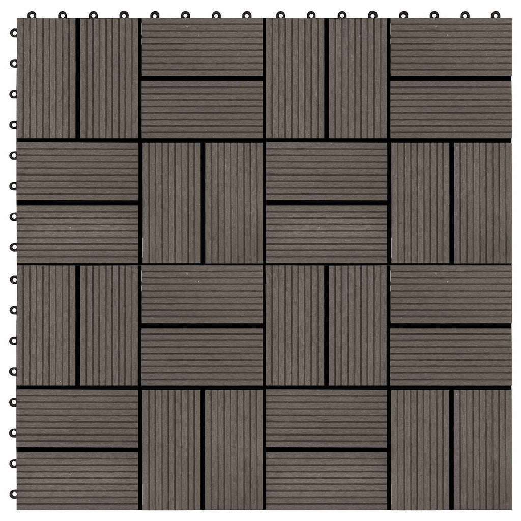 vidaXL Płytka Tarasowa 11 pcs Ciemny brąz 30 x 30 cm