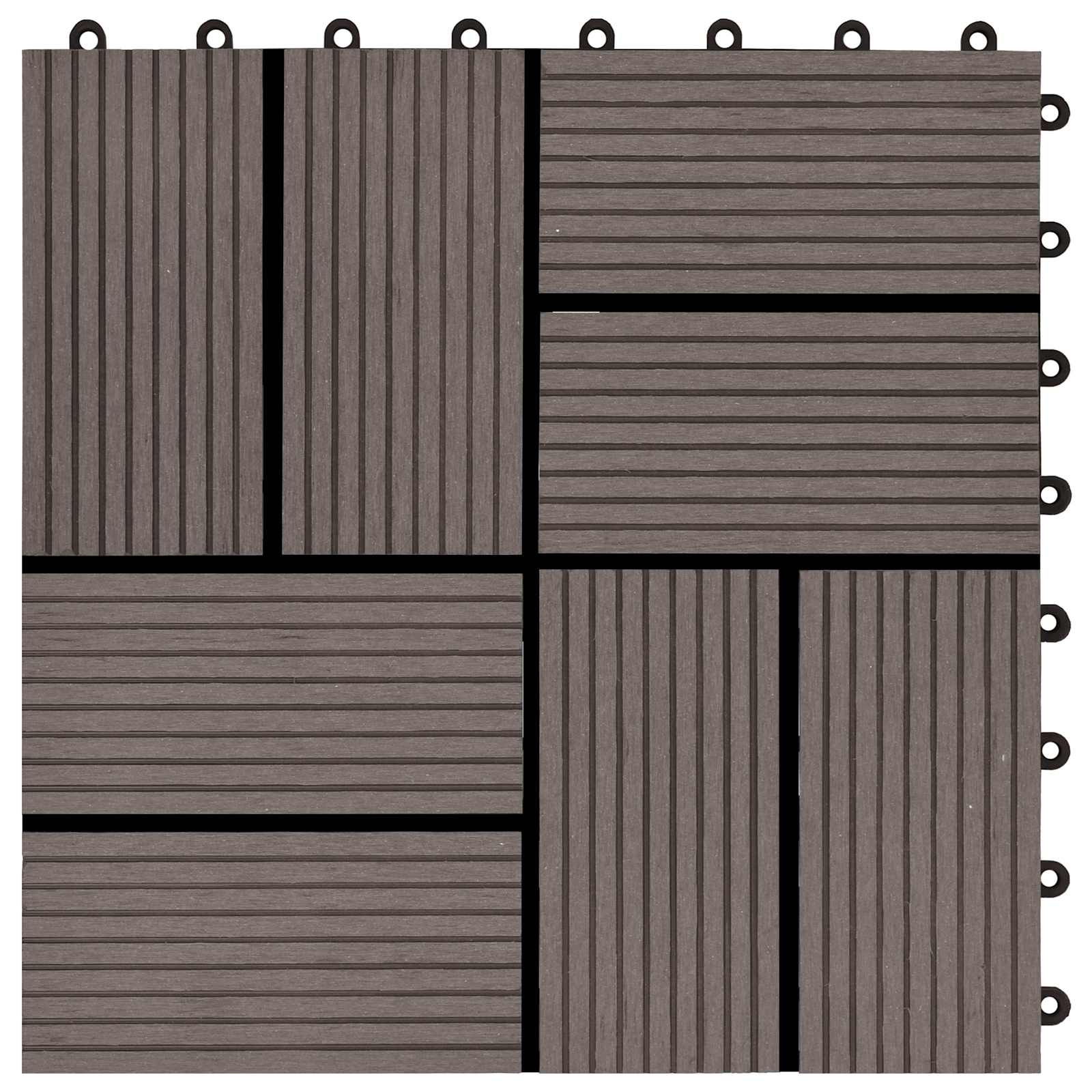 vidaXL Płytka Tarasowa 11 pcs Ciemny brąz 30 x 30 cm