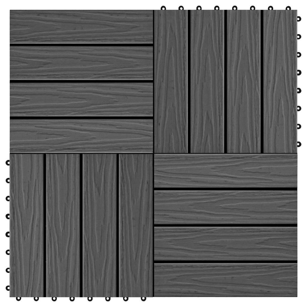 vidaXL Płytka Tarasowa Projekt 3D 11 pcs Czarny 30 x 30 cm