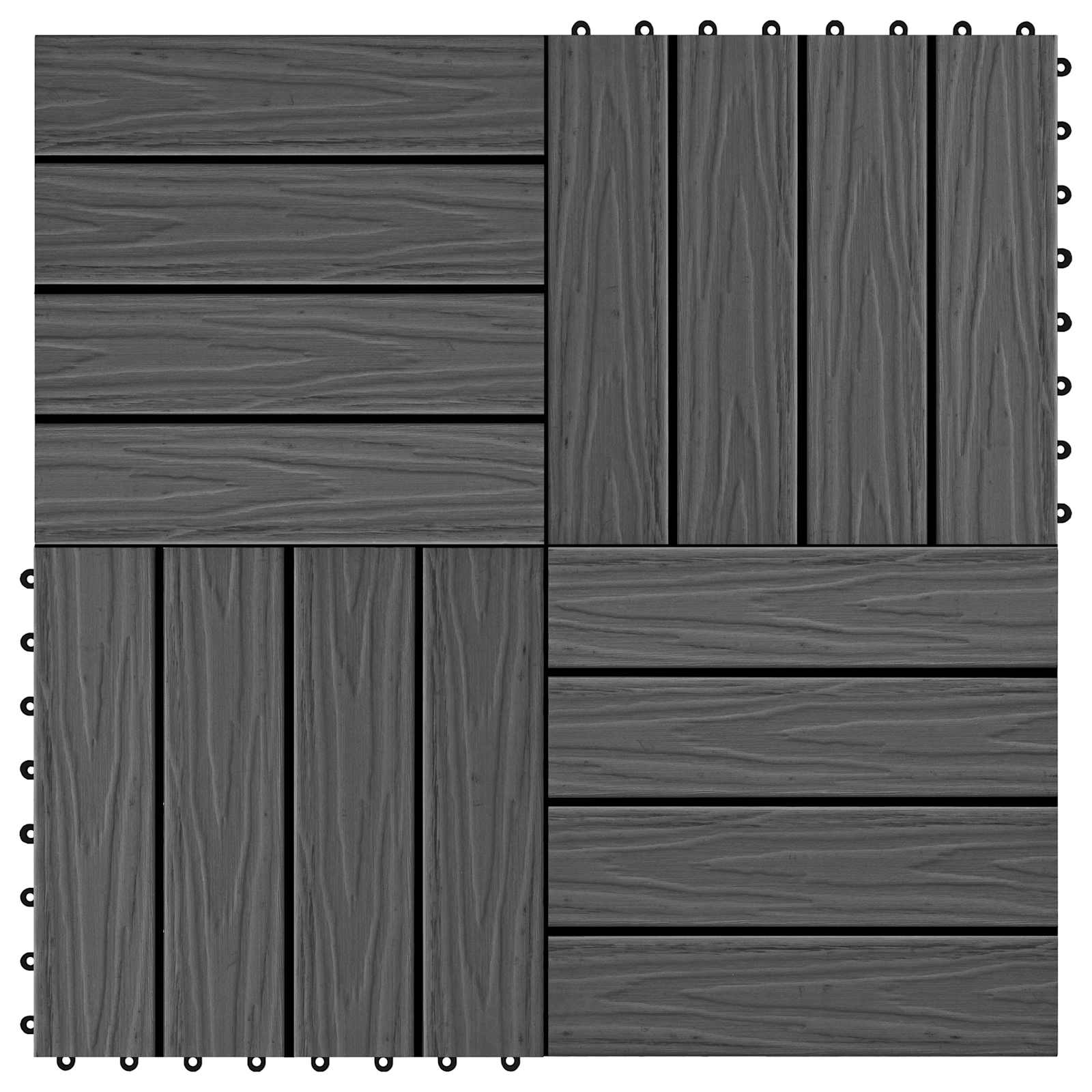 vidaXL Płytka Tarasowa Projekt 3D 11 pcs Czarny 30 x 30 cm