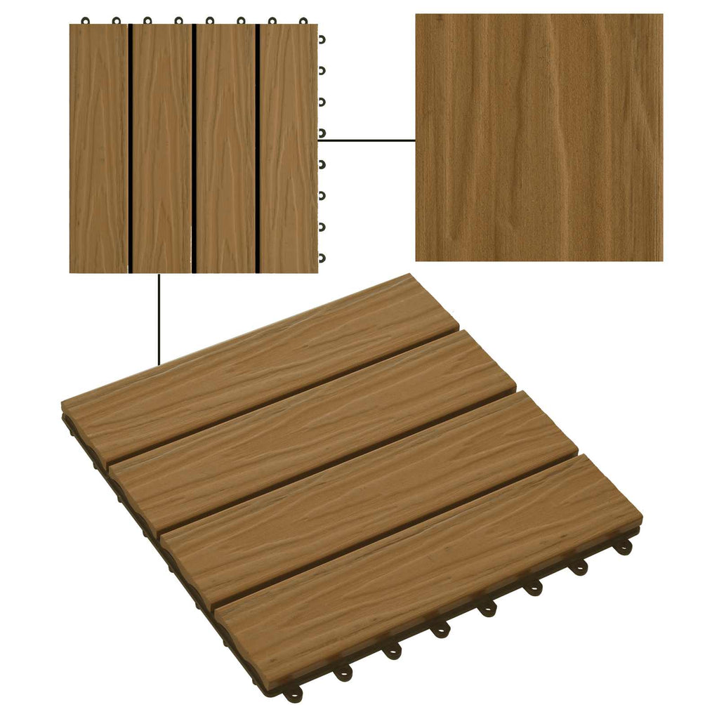 vidaXL Płytka Tarasowa Projekt 3D 11 pcs Drewno tekowe 30 x 30 cm