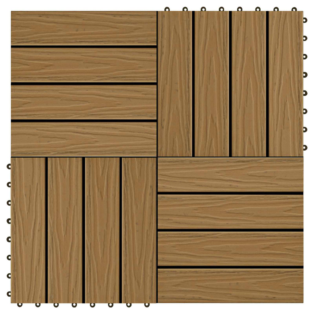 vidaXL Płytka Tarasowa Projekt 3D 11 pcs Drewno tekowe 30 x 30 cm