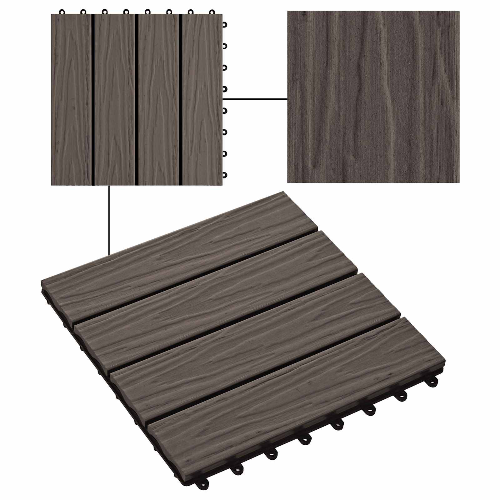 vidaXL Płytka Tarasowa Projekt 3D 11 pcs Ciemny brąz 30 x 30 cm