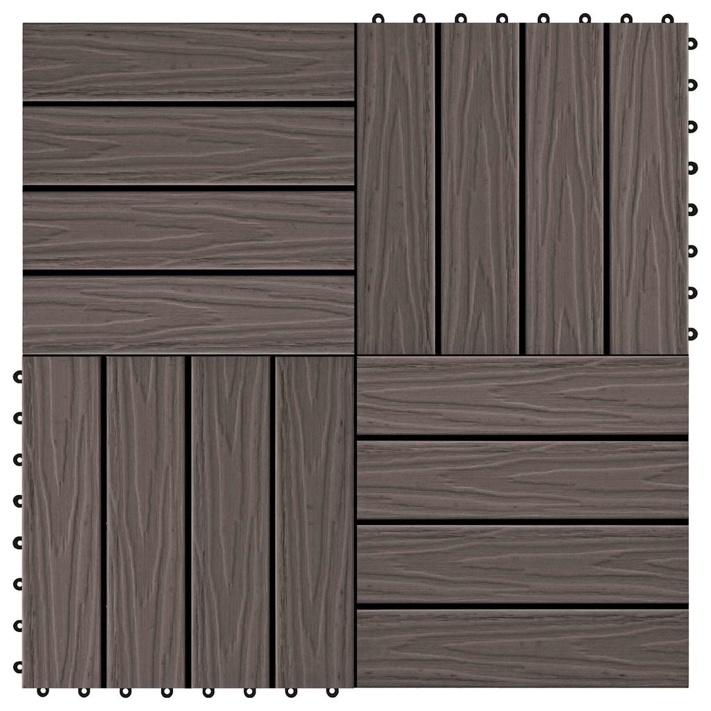 vidaXL Płytka Tarasowa Projekt 3D 11 pcs Ciemny brąz 30 x 30 cm