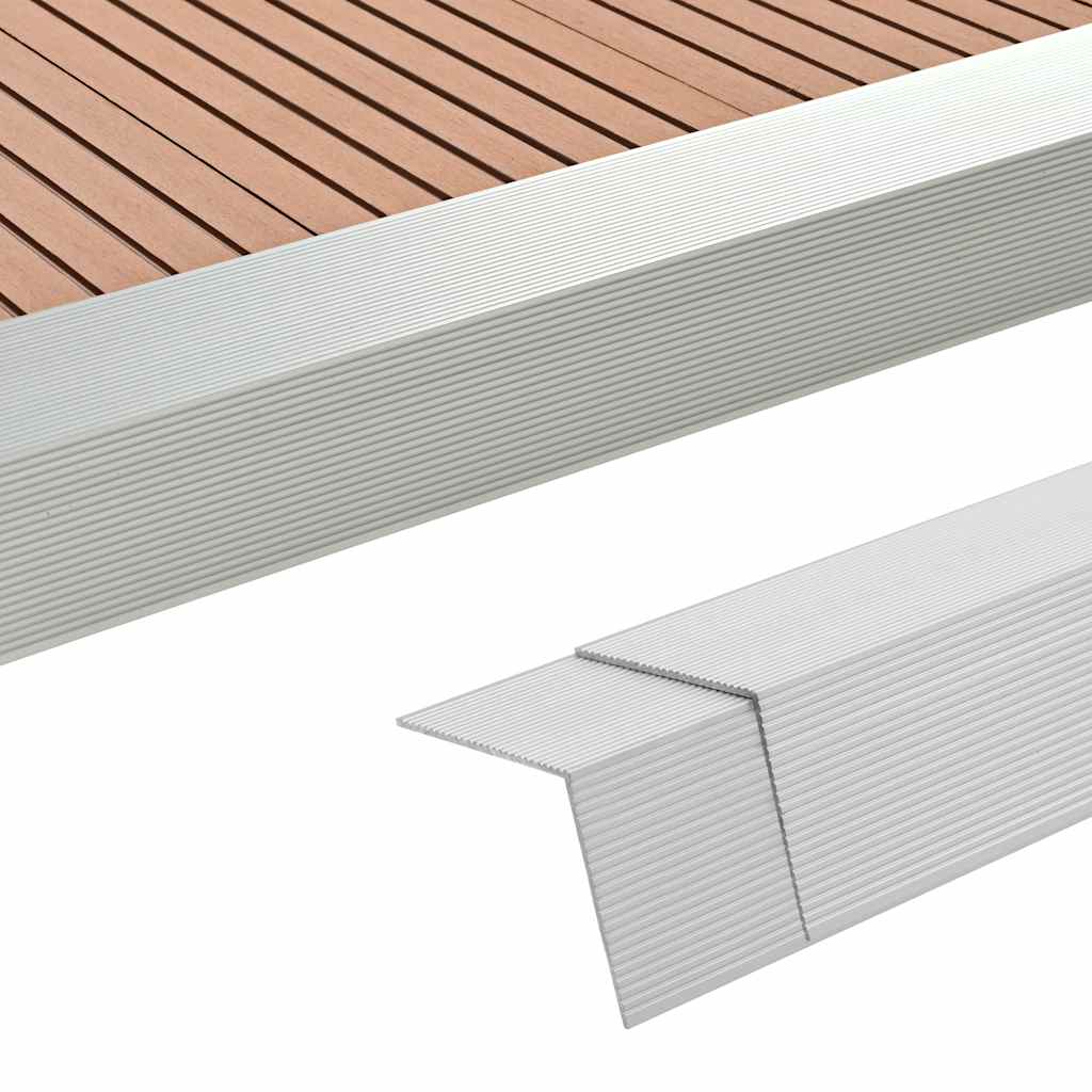 vidaXL Tarasowe listwy kątowe, 5 szt., aluminium, 170 cm, srebrne